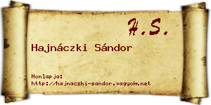 Hajnáczki Sándor névjegykártya